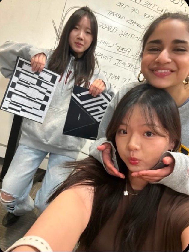A selfie with friends in the studio