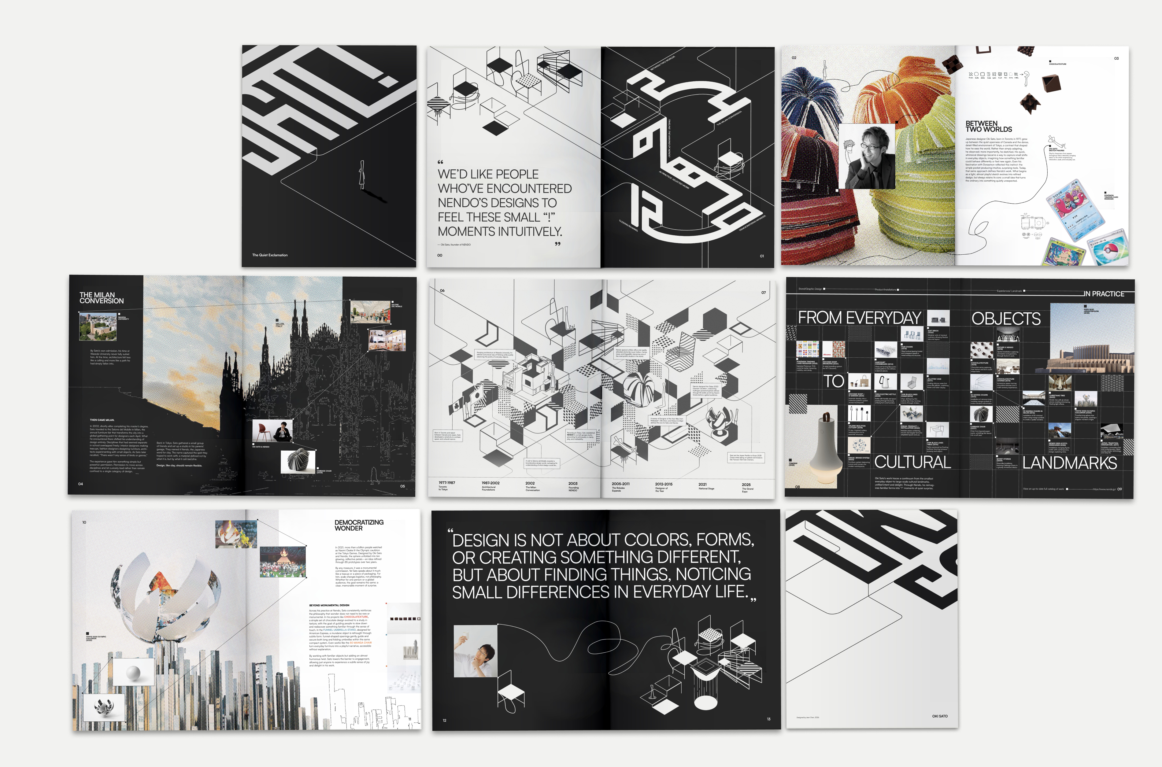 Every spread of the fifteen-page booklet laid out flat