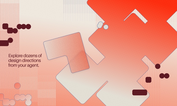 Rivet launch graphic: explore dozens of design directions from your agent